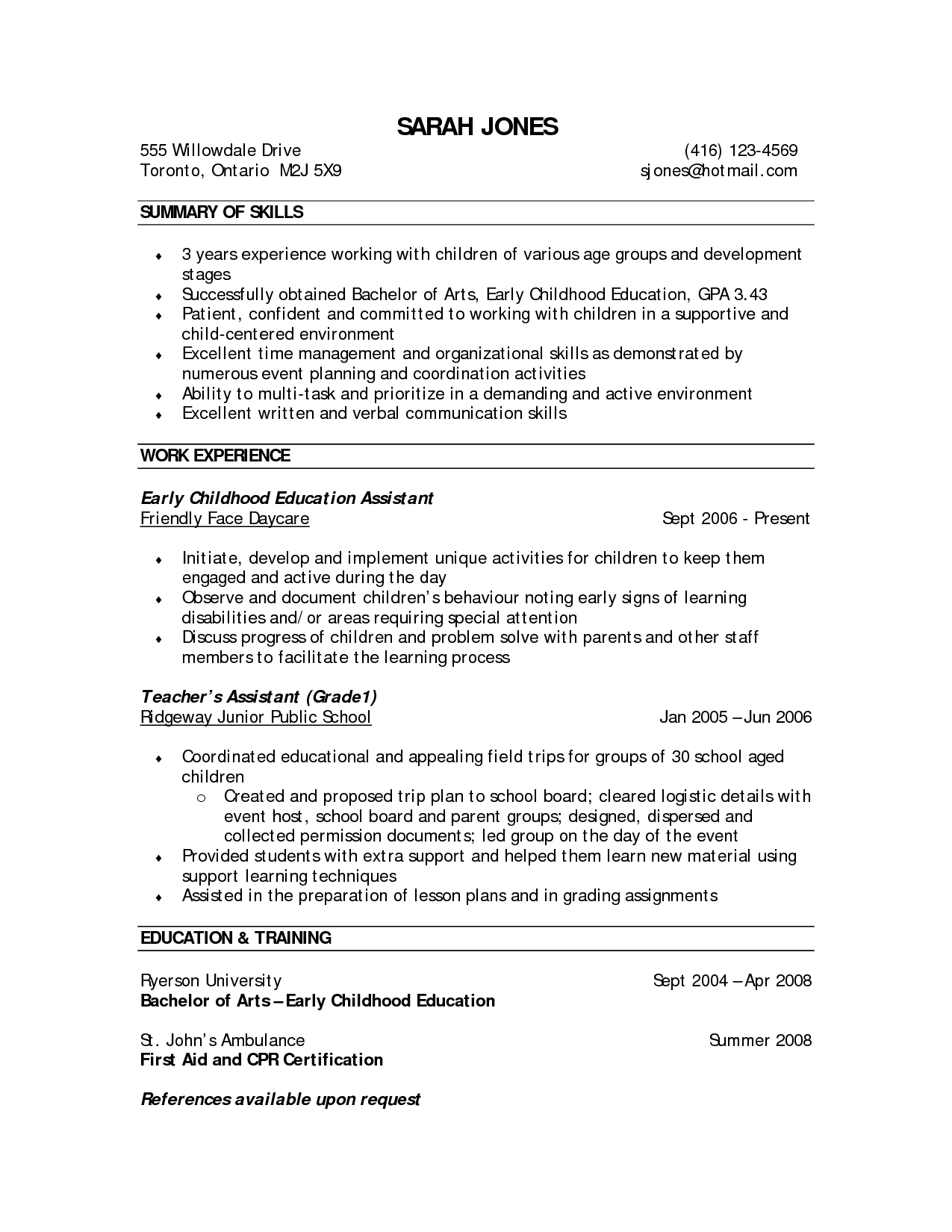 Resume for ece final year student