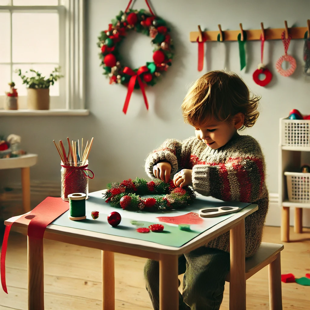 実習先で子ども達とクリスマスリースを作りました